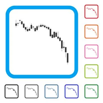 Candlestick Chart Down Framed Icon Stock Illustration