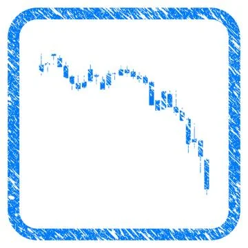 Candlestick Chart Down Framed Stamp Stock Illustration