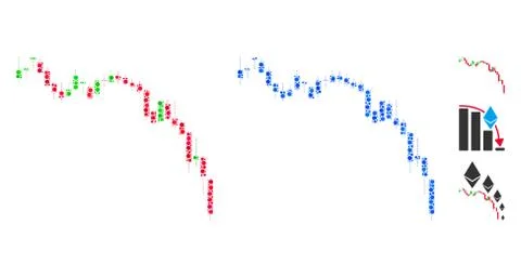 Candlestick Chart Down Mosaic Icon of Circles 스톡 일러스트