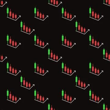 Candlestick Chart Element with Arrow vector Margin Trading colored seamless.. 스톡 일러스트