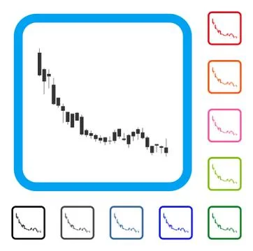 Candlestick Chart Falling Slowdown Framed Icon Illustrazione stock