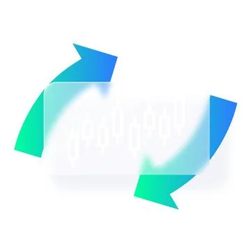 Candlestick chart graph with glassmorphism vector effect, glass blur button with Illustrazione stock