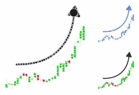 Candlestick Chart Growth Trend Mosaic Icon of Circles Illustrazione stock