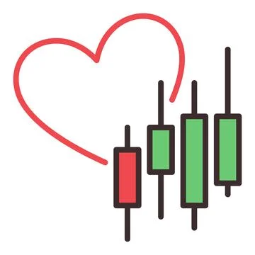 Candlestick Chart with Heart vector Stock Market Trading colored icon or symb Ilustración de archivo