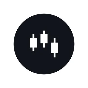 Candlestick Chart Icon Black Circle Button Business Finance Symbol Vector Stock Illustration