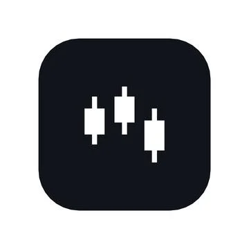 Candlestick Chart Icon Black Rounded Square Button Business Finance Symbol Stock Illustration