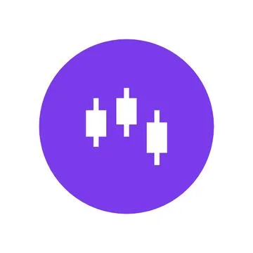 Candlestick Chart Icon Color Circle Button Business Finance Symbol Vector Stock Illustration