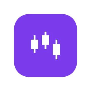 Candlestick Chart Icon Color Rounded Square Button Business Finance Symbol Stock Illustration