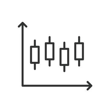 Candlestick chart, icon in line design. Candlestick, chart, financial, market Illustrazione stock