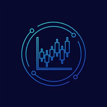 Candlestick chart icon in linear design Illustrazione stock