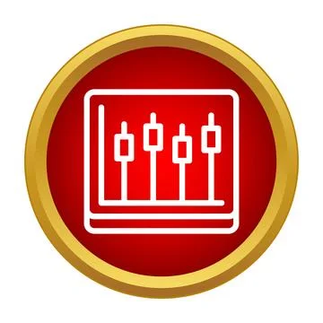 Candlestick chart icon simple red gold design Stock Illustration