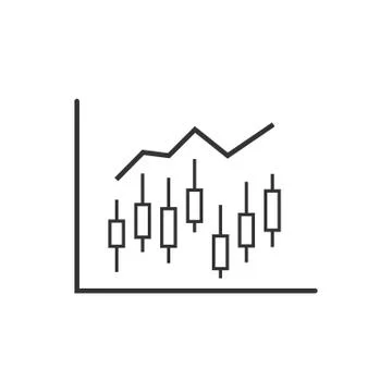 Candlestick chart icon. Vector illustration, flat design. Illustrazione stock