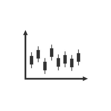 Candlestick chart icon. Vector illustration, flat design. Illustrazione stock