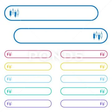 Candlestick chart icons in rounded color menu buttons Illustration ...