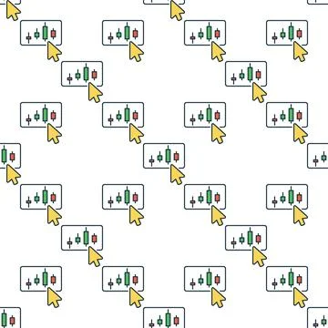 Candlestick Chart with Mouse Cursor vector colored seamless pattern Stock Illustration
