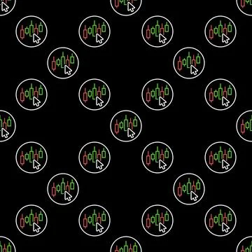 Candlestick Chart with Mouse Cursor vector Stock Market Trading round seaml.. Illustrazione stock
