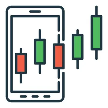 Candlestick chart pattern inside Smartphone vector stock trading colored ic.. Stock Illustration
