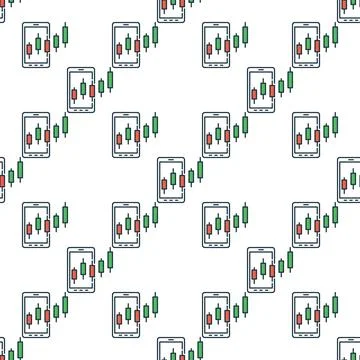 Candlestick chart pattern inside Smartphone vector stock trading colored se.. Stock Illustration