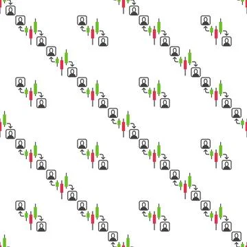 Candlestick Chart with People vector Online Trading and Investment or P2P s.. 스톡 일러스트