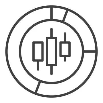 Candlestick Chart Piechart vector Market Data outline icon or design element Stock Illustration
