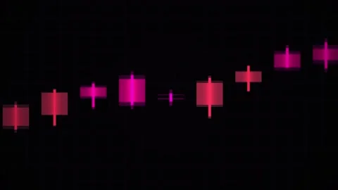 Candlestick chart with pink bars rising. Stock Footage 335105017