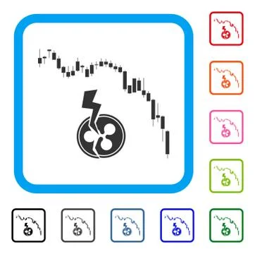 Candlestick Chart Ripple Crash Framed Icon Stock Illustration