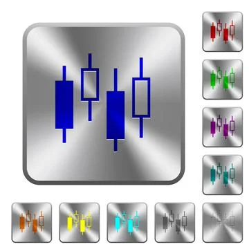 Candlestick chart rounded square steel buttons Illustrazione stock