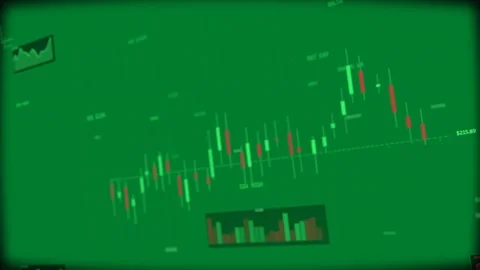 Candlestick chart showing rally pulling back on trading app with volume Stock Footage 333971965