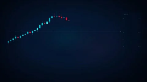 Candlestick chart showing a rising upward trend on a dark blue interface wi.. Stock Footage 346794280