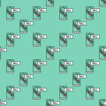 Candlestick Chart on Smart Phone Screen vector price movements colored seam.. 스톡 일러스트