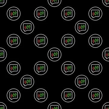 Candlestick Chart in Speech Bubble vector round seamless pattern in outline.. Stock Illustration