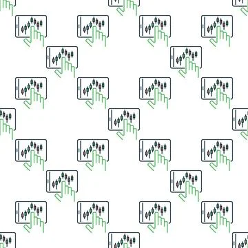 Candlestick Chart on Tablet Screen vector colored seamless pattern Stock Illustration