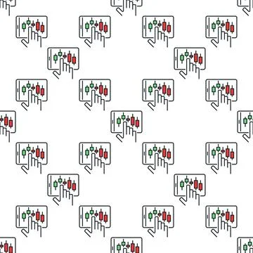 Candlestick chart on tablet screen vector electronic trading colored seamle.. Illustrazione stock