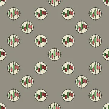 Candlestick Chart in Target Aim vector colored seamless pattern Stock Illustration