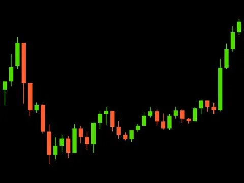Candlestick chart of trading on the stock exchange. Trading cryptocurrency,.. Illustrazione stock