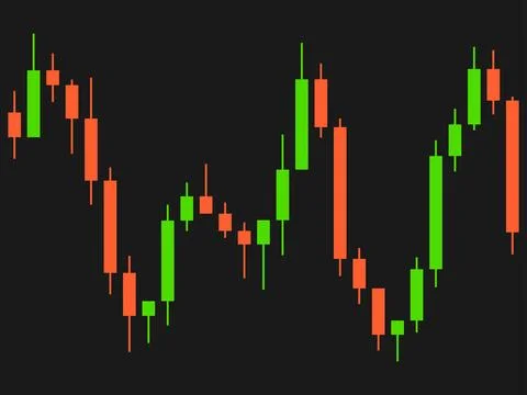 Candlestick chart of trading on the stock exchange. Trading cryptocurrency,.. Illustrazione stock