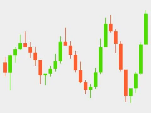 Candlestick chart of trading on the stock exchange. Trading cryptocurrency,.. Illustrazione stock