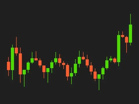Candlestick chart of trading on the stock exchange. Trading cryptocurrency,.. Stock Illustration