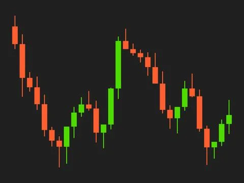 Candlestick chart of trading on the stock exchange. Trading cryptocurrency,.. Illustrazione stock