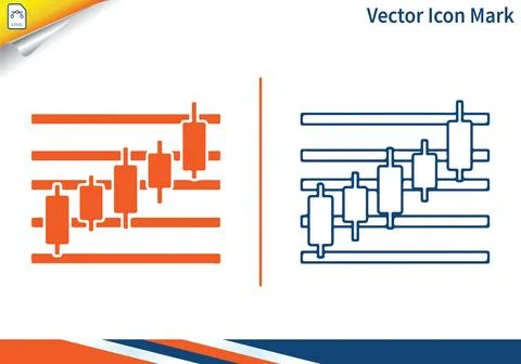 Candlestick chart trend line icon. Stock Illustration