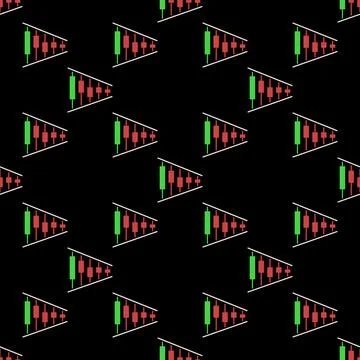 Candlestick Chart in Triangle vector Margin Trading colored seamless pattern Stock Illustration