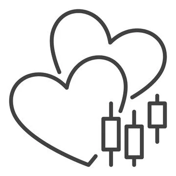 Candlestick Chart with Two Hearts vector Trading outline icon or symbol Ilustración de archivo