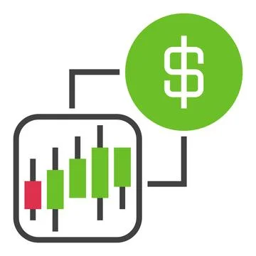 Candlestick Chart with USD vector Crypto Trading icon or design element Stock Illustration