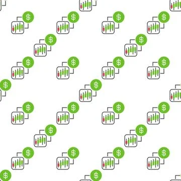 Candlestick Chart with USD vector Crypto Trading seamless pattern 스톡 일러스트