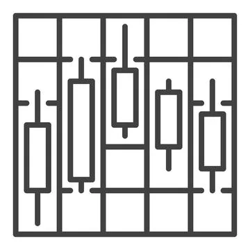 Candlestick Chart vector cryptocurrency trading icon or symbol in thin line.. Ilustración de archivo