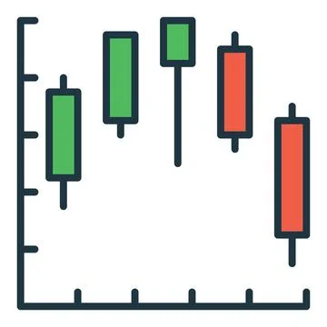 Candlestick Chart vector forex analytics colored icon or symbol Stock Illustration