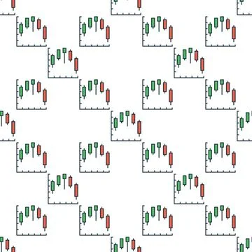 Candlestick Chart vector forex analytics colored seamless pattern Stock Illustration