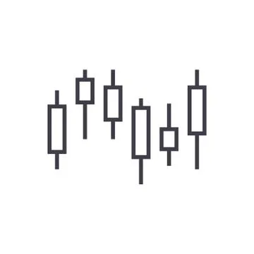Candlestick chart vector line icon, sign, illustration on background, editable Illustrazione stock