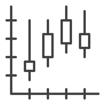 Candlestick Chart vector Market Data simple outline icon or design element Stock Illustration