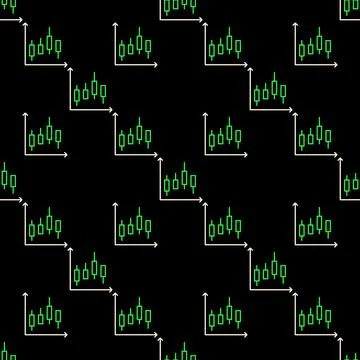 Candlestick Chart vector Market Data outline minimal seamless pattern Stock Illustration